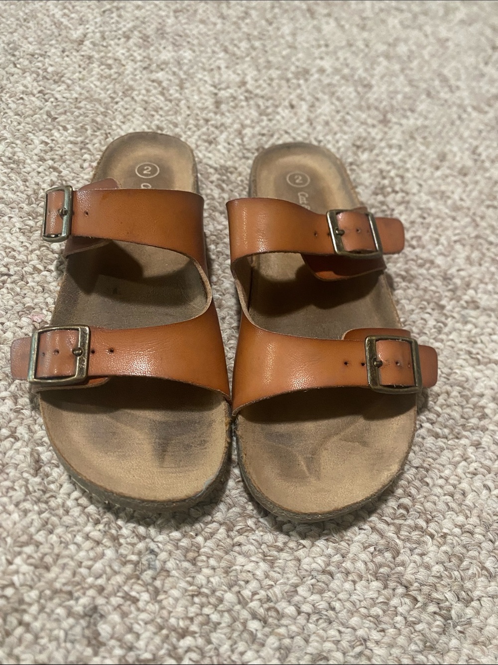 Cat & Jack Tan Double-Buckle Slide Sandals for Kids